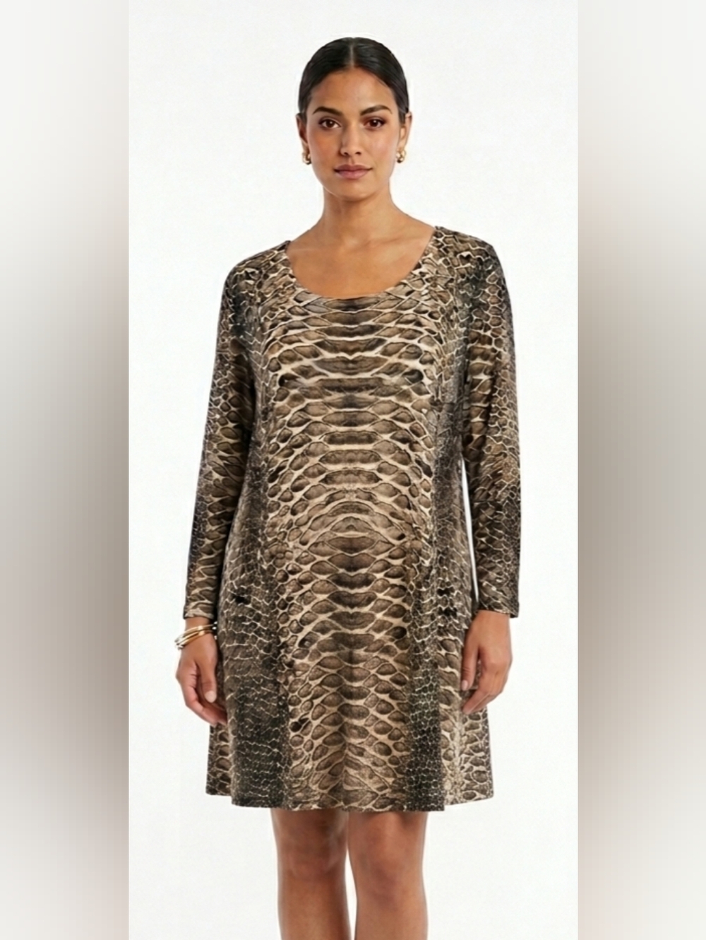 Eva Varro Snake-Print Dress in Brown and Tan Size XL
